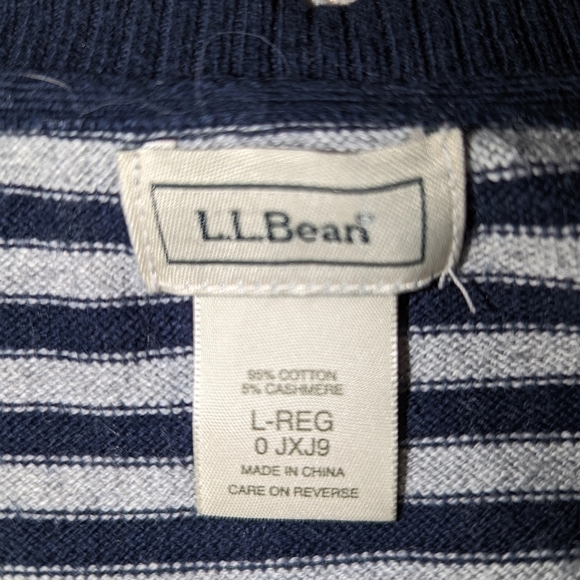 LL BEAN Navy & Grey Stripes Cashmere Sleeveless Knit Vest Size Large - Picture 6 of 7